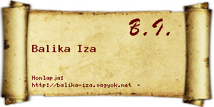 Balika Iza névjegykártya